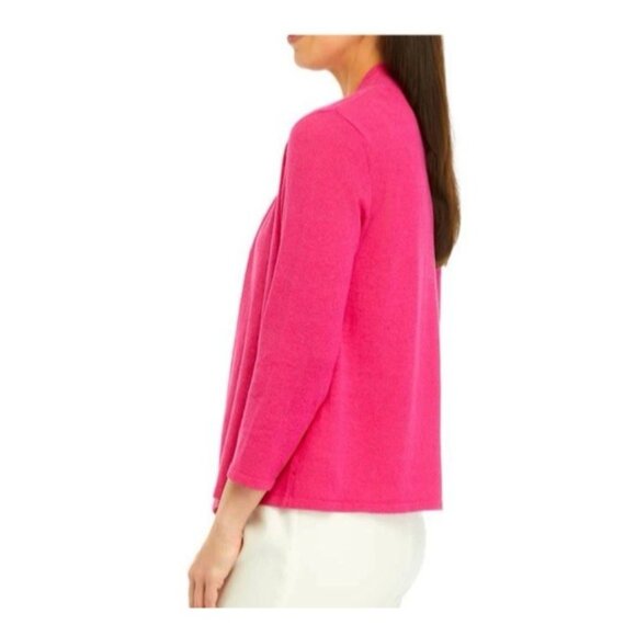 Kasper Cardigan Jacket L Large Pink Lightweight Ruffled - Picture 4 of 15